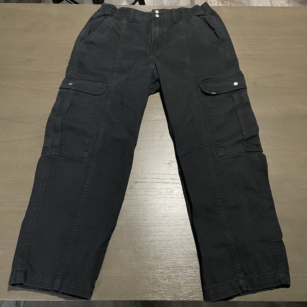 Vans Women’s Size XL Pants Sidewalk Black Cargo Canvas Wider Fit VN000GWNBLK